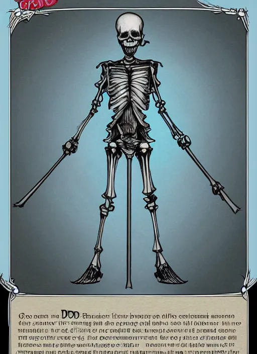 Image similar to DND character concept, skeletal male figure, wearing a deep black suit!!! and tie and top hat, holding a gold! cane!. Surrounded by light blue!!! flames!!