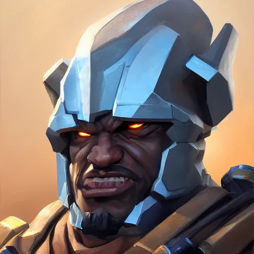 Image similar to greg manchess portrait painting of fully armored the foundation aka dwayne the rock from fortnite as overwatch character, medium shot, asymmetrical, profile picture, organic painting, sunny day, matte painting, bold shapes, hard edges, street art, trending on artstation, by huang guangjian, gil elvgren, ruan jia, greg rutkowski, gaston bussiere