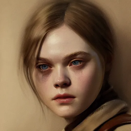 Prompt: portrait of a elle fanning in dishonored, asleep, detailed realism face in painting, detailed beautiful portrait, oil painting masterpiece, 8 k resolution, smooth, sharp focus, trending on artstation, by rembrandt