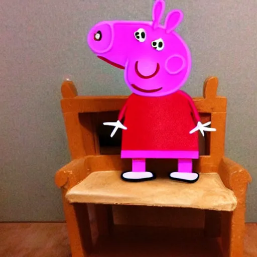 Image similar to very very realistic peppa pig sitting on a throne, award - winning, detailed, hyperdetailed, photorealistic, atmospheric lighting