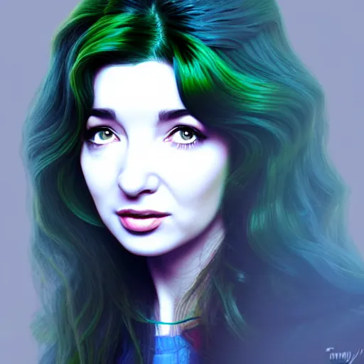 Prompt: richly detailed color illustration of young kate bush illustrated by artgerm and mina petrovic and timothy kong and marina federovna. 3 d shadowing