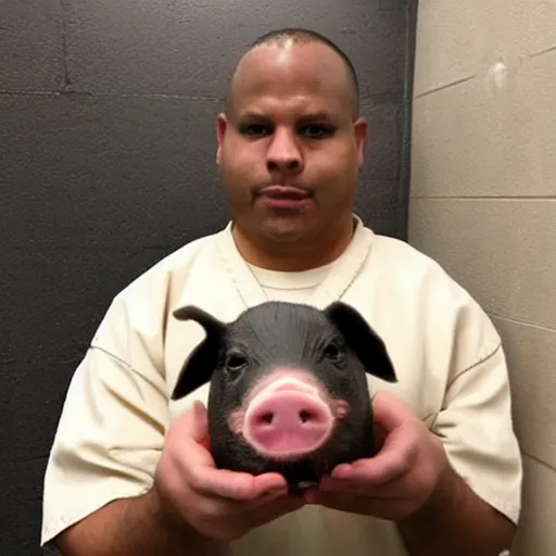 Image similar to inmate with cute mini pig head