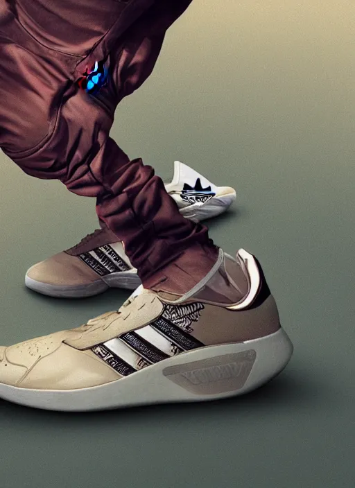 Prompt: adidas advertisement photography by mucha, extremely coherent, sharp focus, elegant, render, octane, detailed, award winning photography, masterpiece, rim lit