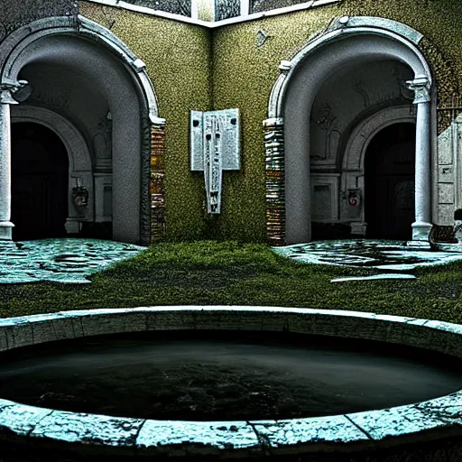 Image similar to hyperrealism photography computer simulation visualisation of parallel dark universe detailed old bath in the detailed ukrainian village garden in dramatic scene from art house futuristic movie by taras shevchenko and alejandro jodorowsky and andrei tarkovsky