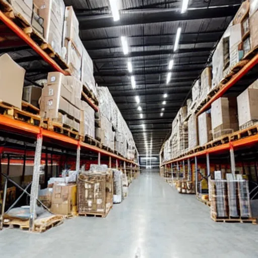 Prompt: a picture of a warehouse full of boxes