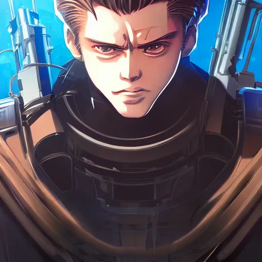 Image similar to portrait of the terminator, anime fantasy illustration by tomoyuki yamasaki, kyoto studio, madhouse, ufotable, comixwave films, trending on artstation