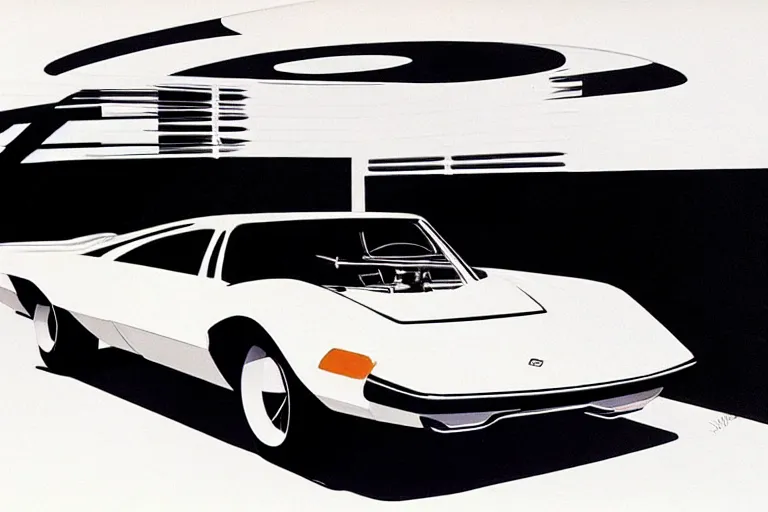 Image similar to car, white background!!!!!!!!!!, design by Syd Mead