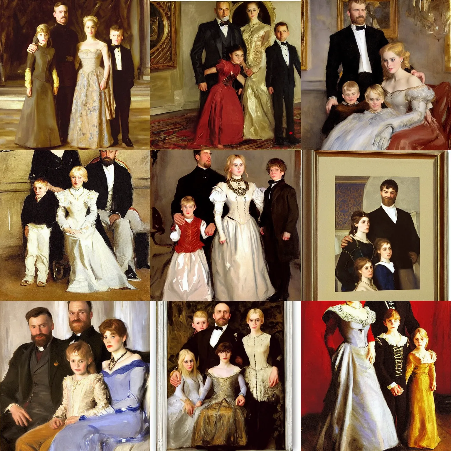 Prompt: portrait of the lannister family by john singer sargent