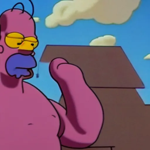 Image similar to Homer Simpson is Thanos movie. Cinematic, 4K
