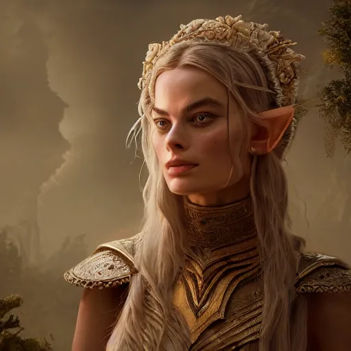 Prompt: Margot Robbie as an elven priestess, atmospheric lighting, intricate detail, cgsociety, hyperrealistic, octane render, RPG portrait, ambient light, dynamic lighting, hyper detailed, elegant, cinematic, awe inspiring, beautiful, unreal engine, 8k ultra hd, artstationHD, hyper detailed, elegant, cinematic, awe inspiring