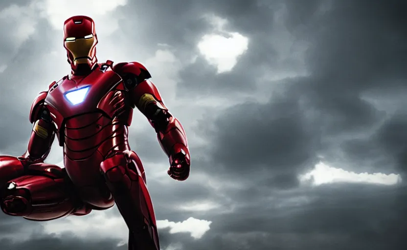 Prompt: Keanu Reeves as iron man, cinematic shot, high contrast