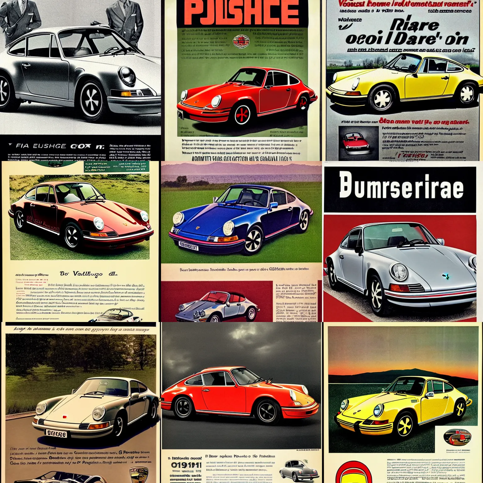 Image similar to vintage porsche 911 advertisement