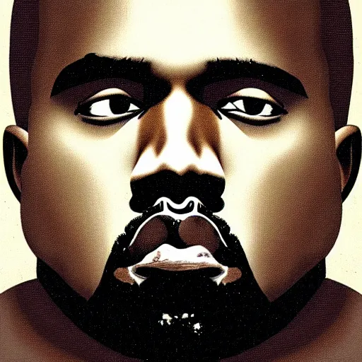 Image similar to a portrait of Kanye West in the style of Francisco Goya, dark, creepy, high contrast, nihilistic