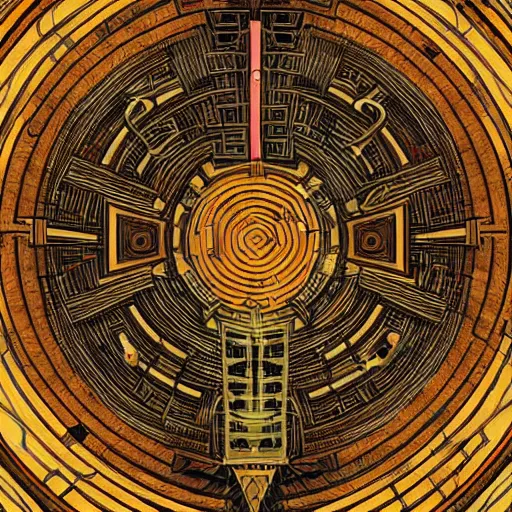 Image similar to amazing maze labyrinth steampunk style by albert gleizes and by hilma klint, hd, artstation, alive colors