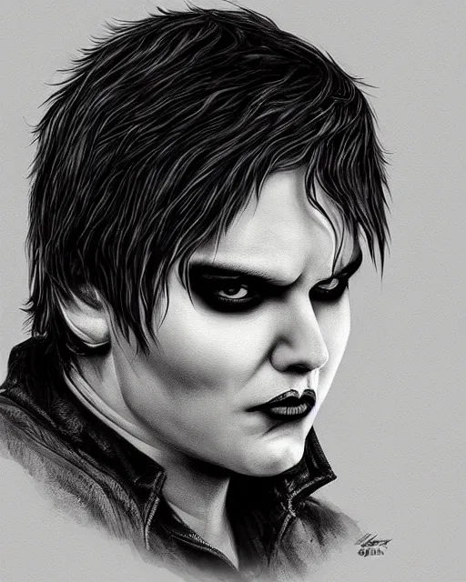 Image similar to “portrait of Gerard way, gothic, trending on ArtStation, hyper detailed”