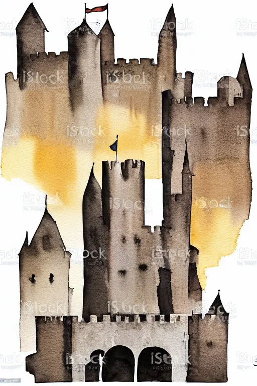minimalist watercolor art of a medieval castles | Stable Diffusion