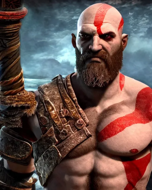Prompt: kratos as a cod fish, god of war, gameplay screenshot, 4 k,