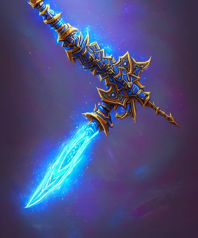 Image similar to bright weapon of warcraft blizzard weapon art, a spiral magic staff, bokeh. bright art masterpiece artstation. 8k, sharp high quality illustration in style of Jose Daniel Cabrera Pena and Leonid Kozienko, blue colored theme, concept art by Tooth Wu,