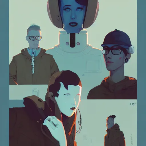 Prompt: portrait of fog bionic vogue, james jean by atey ghailan, by greg rutkowski, by simon stalenhag, by greg tocchini, by james gilleard, by joe fenton, by kaethe butcher dynamic lighting, gradient light blue, brown, blonde cream and white color scheme, grunge aesthetic
