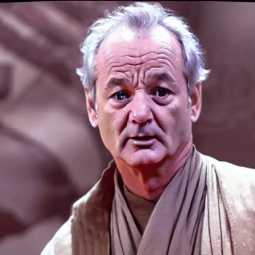 Prompt: bill murray plays a jedi in star wars