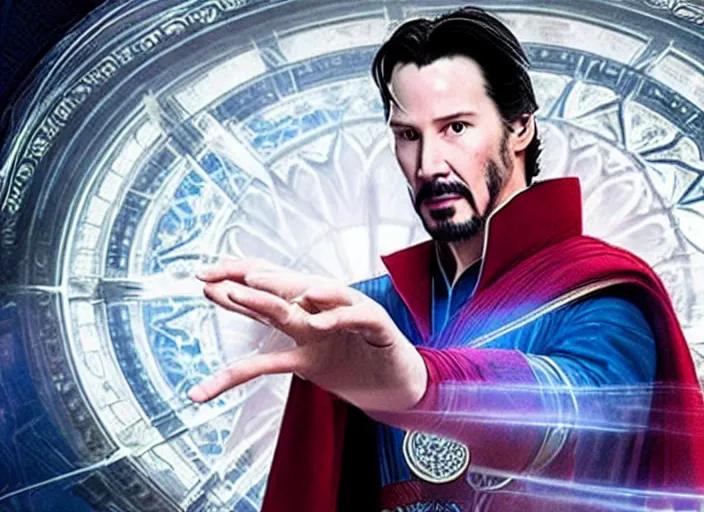 Image similar to movie still of keanu reeves as doctor strange