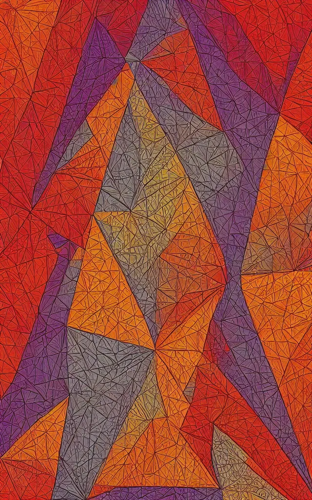 Image similar to triangles. retro art by jean giraud. fractal