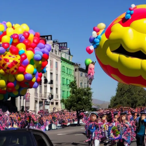 Prompt: jim carrey as a parade balloon