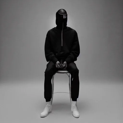 Prompt: realistic! photoshoot for a new balenciaga lookbook, color film photography, portrait of a beautiful woman wearing a balaclava mask, photo in style of tyler mitchell, fisheye lens