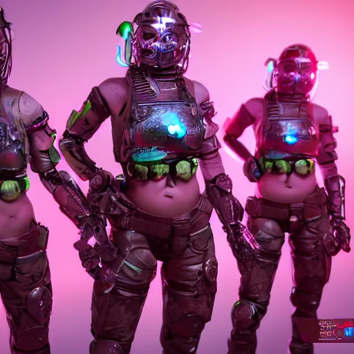 Prompt: girls in army of nurgl, all filtered through a cybernetic lens, studio lighting, lit by flashing pixel light, cinematic lightning, medium shot, mid-shot, highly detailed, trending on artstation, Unreal Engine 4k, cinematic wallpaper