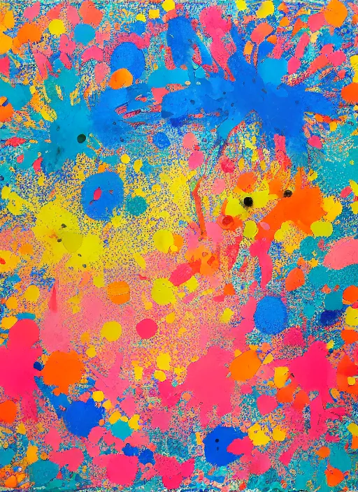 Image similar to Sunrise by Damien Hirst, paint knife strokes, mixed media, minimal paint splatter, hypermaximalist, photo realistic, 8k