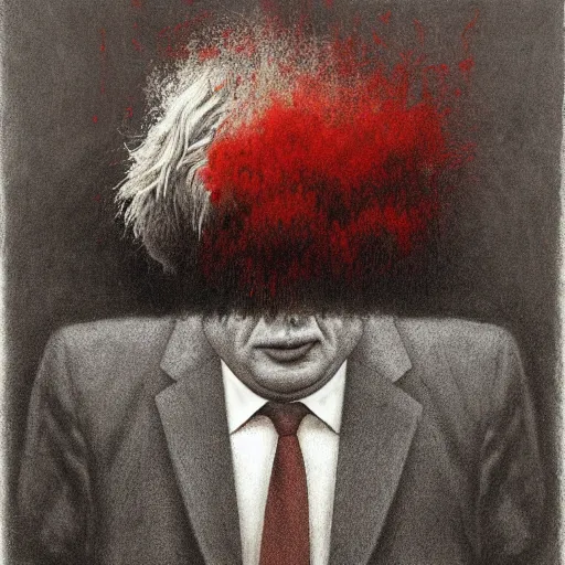 Prompt: Boris Johnson in the style of Beksinski