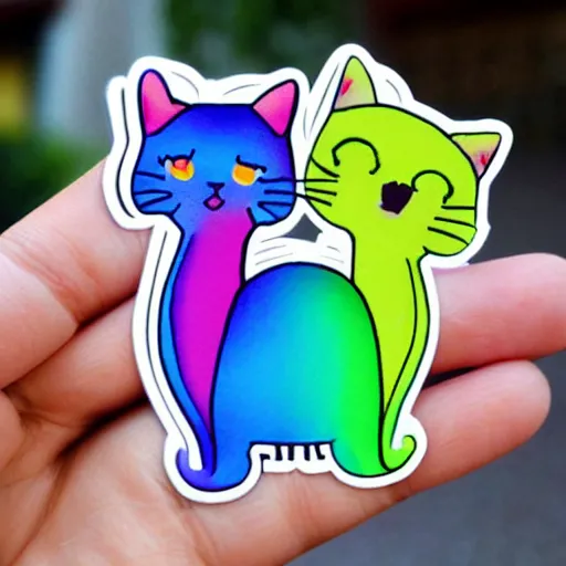 Prompt: cute rainbow cat sticker