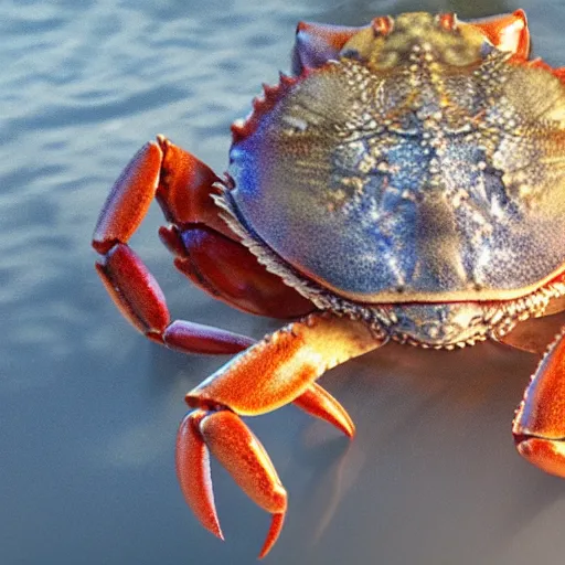 Image similar to a crab with the face of jordan peterson, photorealistic, unreal engine, beautiful lighting