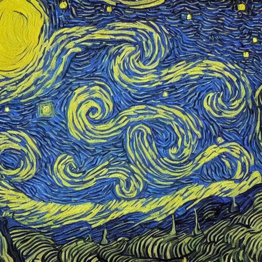 Prompt: An oil painting of a wise Elven King in the style of Starry Night by Vincent van Gogh