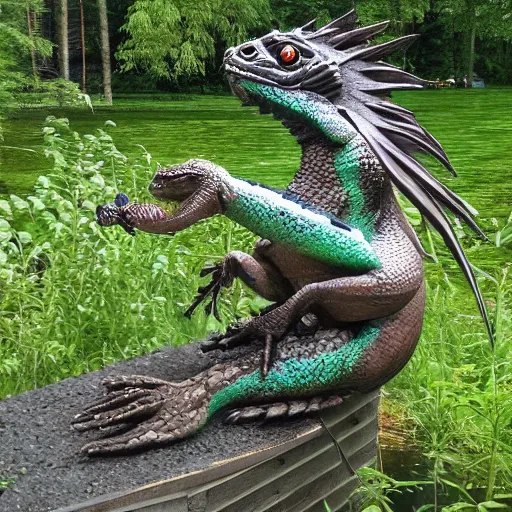 Prompt: water dragon at aalto university campus