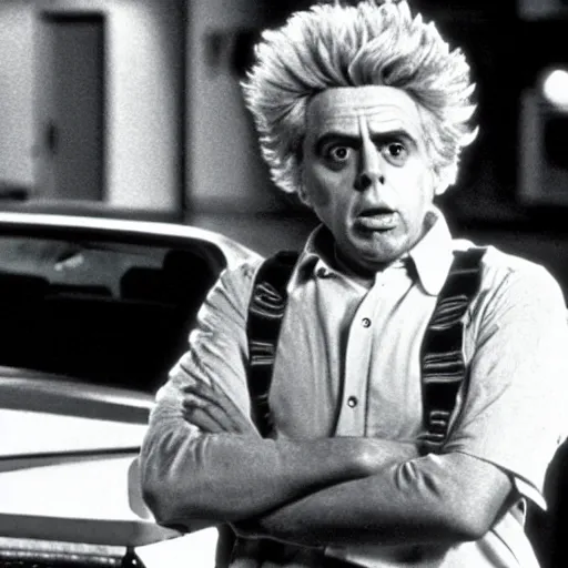 Prompt: rick sanchez from rick and morty in back to the future ( 1 9 8 5 )