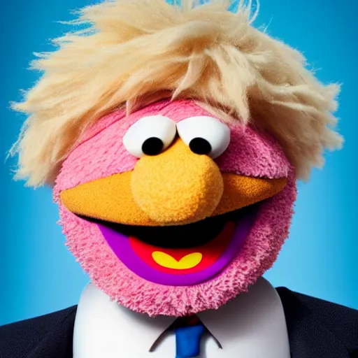 Image similar to boris johnson as a sesame street character, 4 k, hyper realistic, dslr, high resolution, landscape, beautiful