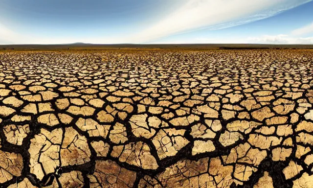 Prompt: beautiful panorama of many magnificent big raindrops flying upwards into the perfect cloudless blue sky above a dried up river surrounded by desolate land and dead trees, blue sky, hot and sunny highly-detailed, elegant, dramatic lighting, artstation, 4k, cinematic landscape, masterpiece photograph by Elisabeth Gadd