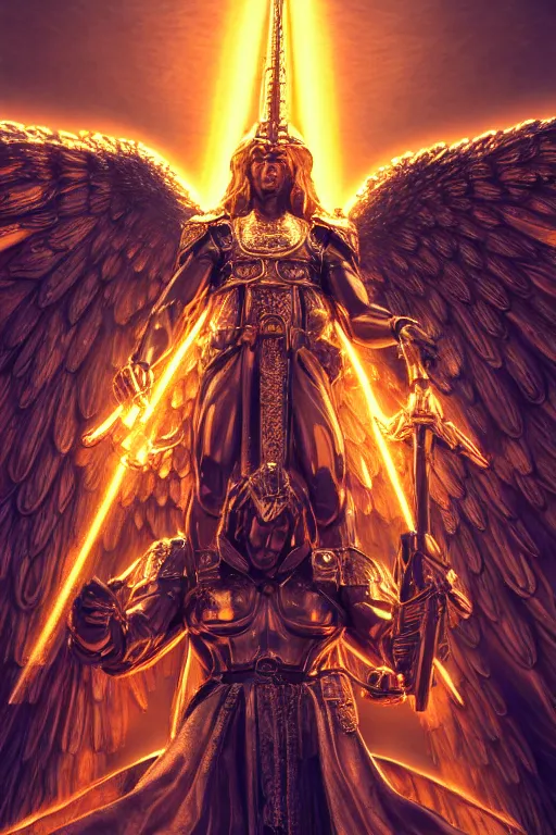 Image similar to archangel micheal by tsuyoshi nagano, illustration, cinematic lighting, hyperdetailed, 8 k, symmetrical, trending on artstation