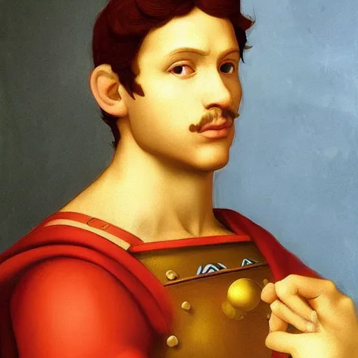 Image similar to a beautiful portrait of super - mario!!!!!! renaissance painting by da vinci featured on artstation