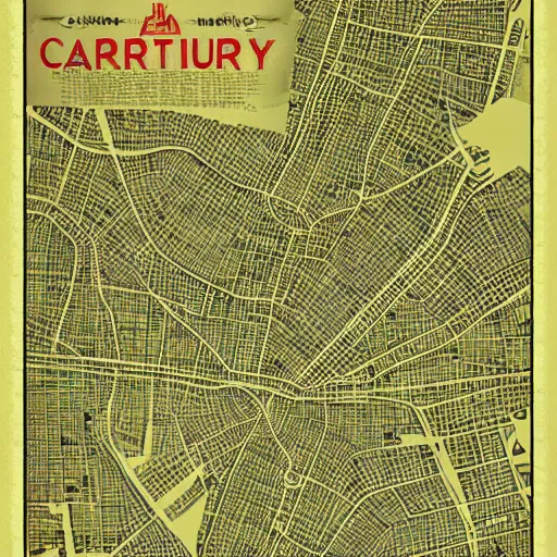 Prompt: cartography map art, city map, highly detailed, vintage typography, modern design