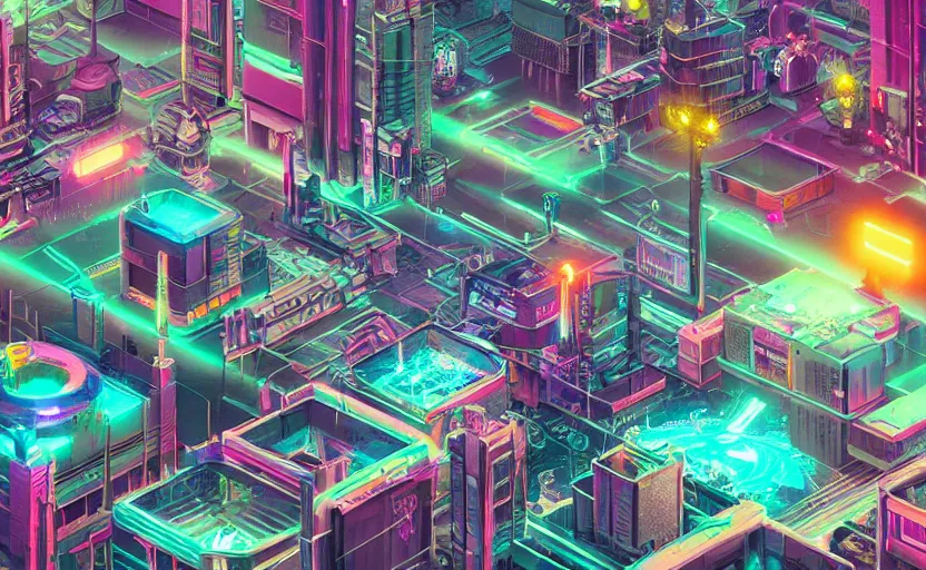 Image similar to Wide angle shot of a cyberpunk city with neon lights and holographic fishes floating in the sky by Petros Afshar and Beeple, James Gilleard, Mark Ryden, Wolfgang Lettl highly detailed