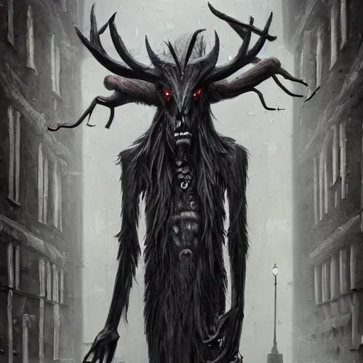 ominous wendigo walking through the center of old | Stable Diffusion ...