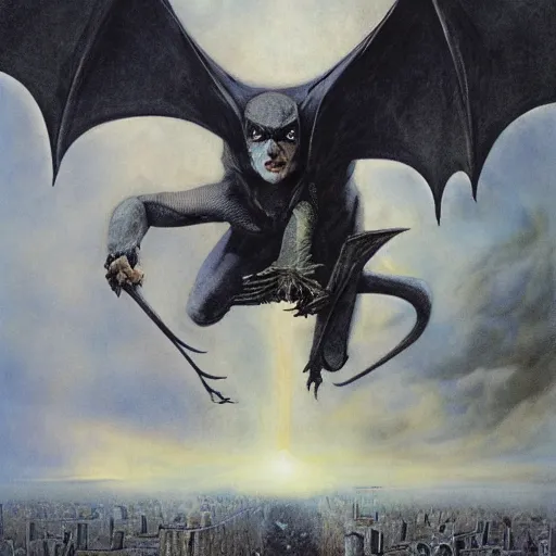 Image similar to bat out of hell, Alan Lee