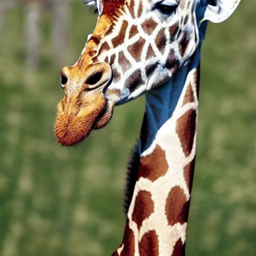 Image similar to “ tall giraffe in the backyard with infinitely long neck, realistic ”