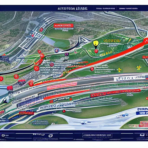 Image similar to a realistic line photo of a f 1 race circuit map