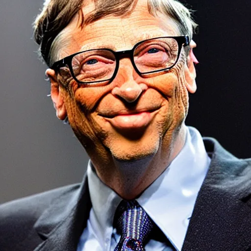 Prompt: funny face pulling competition winning funny face photo of bill gates, hilarious face pulling competition winner