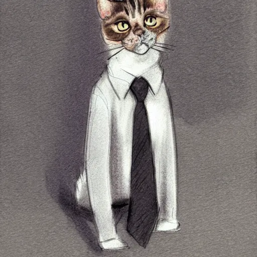 Prompt: cat wearing a suit sketch