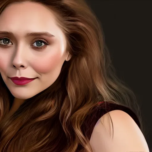 Prompt: Elizabeth Olsen holding a ring out saying 'No', photorealistic imagery, 4k, 8k