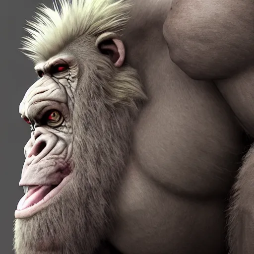 Prompt: extremely scary angry old tough rough looking albino gorilla. scars, scary, gruffness, interesting 3 d character concept by square enix, in the style of league of legends, hyper detailed, character modeling, cinematic, final fantasy, character concept, ray tracing, fur details, maya, c 4 d, artstation